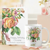 Carte Roses Rose Peach Fleur de naissance de juin Joyeux