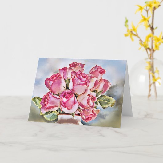 Carte Roses roses (Fleur jaune)