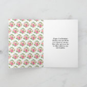 Carte Roses roses avec feuillage Anniversaire (Intérieur)