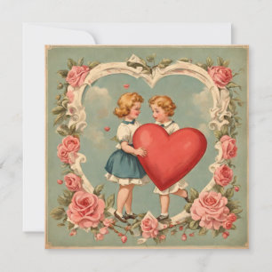 Carte Roses roses de la Saint-Valentin vintage