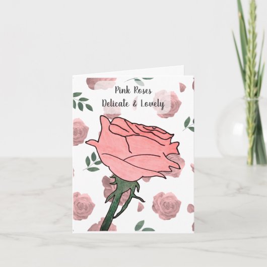 Carte Roses roses- Délicates et adorables (Devant)