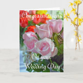 Carte Roses roses épousant des félicitations (Fleur jaune)
