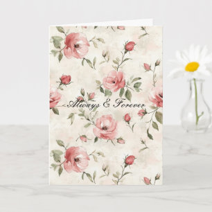 Carte Roses roses rose ivoire Floral Pour toujours l'amo
