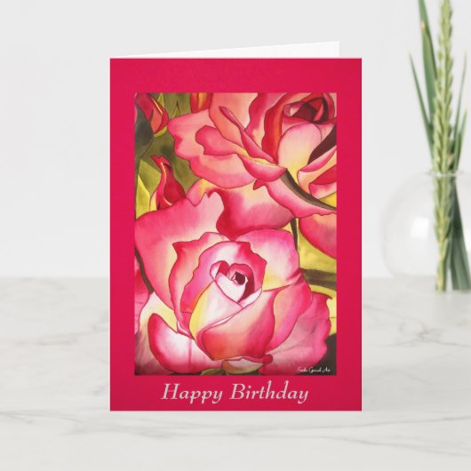 Carte Roses roses roses aquarelle fleur d'anniversaire A (Devant)