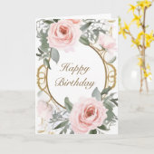 Carte Roses roses roses et cadre or Anniversaire (Fleur jaune)