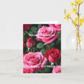 Carte Roses roses roses rouges pour une amie spéciale An (Fleur jaune)