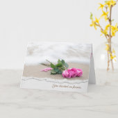 Carte roses roses roses sur sable de plage avec bordure  (Fleur jaune)