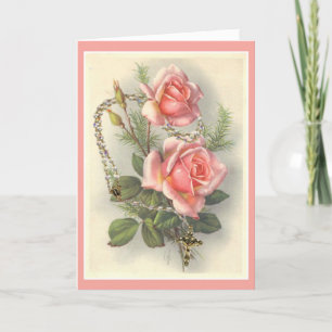 Carte Roses roses vintages avec Rosaire