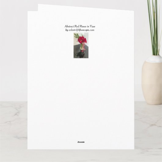 Carte Roses rouges Abstraites dans Vase (Dos)
