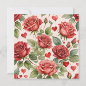 Carte Roses rouges avec Coeurs de Saint Valentin Motif r (Devant)