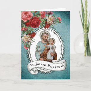 Carte Roses rouges de Jésus d'enfant de St Joseph