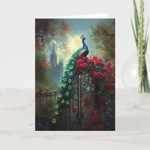 Carte Roses rouges de paon dramatique gothique