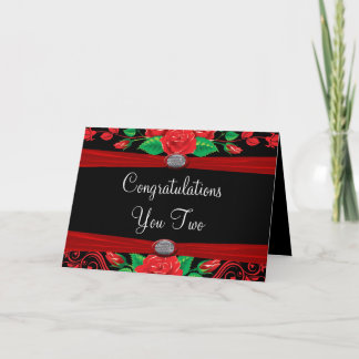 Carte Roses rouges de vigne sur des félicitations noires