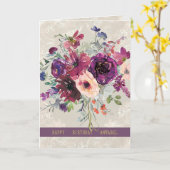 Carte Roses rouges et pêche personnalisées pour annivers (Fleur jaune)