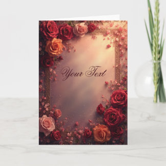 Carte Roses rouges et roses élégantes pour mariage