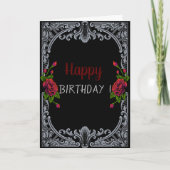 Carte Roses Rouges, Gris Anniversaire Gothique (Devant)