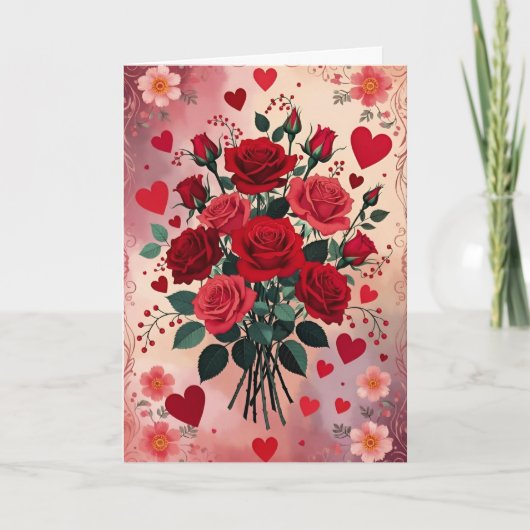 Carte Roses Rouges, J'Aime Mon Mari, (Devant)