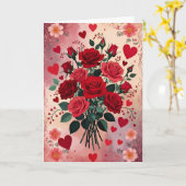 Carte Roses Rouges, J'Aime Mon Mari, (Fleur jaune)
