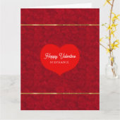 Carte Roses rouges romantiques accents dorés Saint-Valen (Fleur jaune)