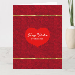Carte Roses Rouges Romantiques Accents Dorés Saint-Valen