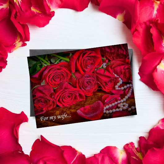 Carte Roses Rouges Romantiques Avec Perles Pour Ma Femme