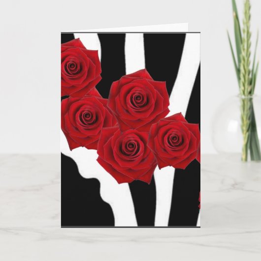 CARTE ROSES ROUGES SUR LA COPIE NOIRE ET BLANCHE DE (Devant)