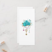 Carte Roses Turquoise avec Clés (Devant/Arrière en situation)
