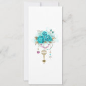Carte Roses turquoise avec touches (Devant)