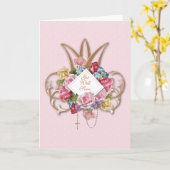 Carte Roses Vintages religieux Rosaire Floral Catholique (Fleur jaune)