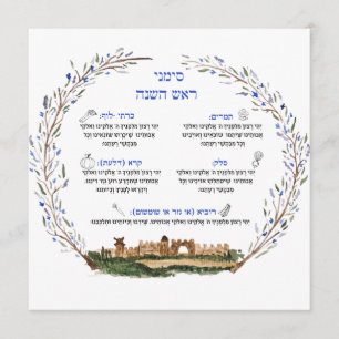 Carte Rosh Hashana Simanim Bénédiction juive Nouvel An