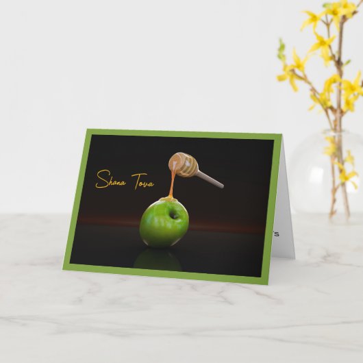 Carte Rosh Hashanah Honey Apple Belle salutation (Fleur jaune)