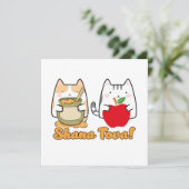 Carte Rosh Hashanah kawaii Chats - Nouvel An juif (Debout devant)