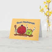 Carte Rosh Hashanah pomme grenade miel juif nouveau (Fleur jaune)
