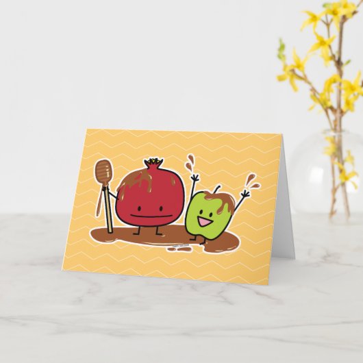 Carte Rosh Hashanah pomme grenade miel juif nouveau (Fleur jaune)