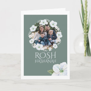 Carte Rosh Hashanah White Apple Blossom Wreath Photo