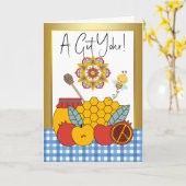 Carte Rosh Hashanah Yiddish A Gut Yohr (Fleur jaune)