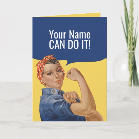 Carte Rosie Personnalisée Le Riveter Obtenez Bonne (Devant)