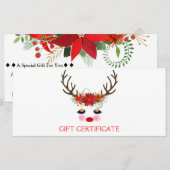 Carte Rosy Cheeks Gold Eyes Reindeer Certificat cadeau (Devant / Derrière)