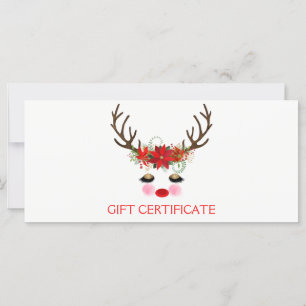 Carte Rosy Cheeks Gold Eyes Reindeer Certificat cadeau