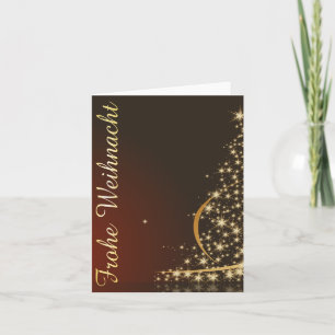 Carte Rotes Weihnachtsmotiv mit goldenem Weihnachtsbaum