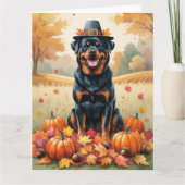 Carte Rottweiler À L'Automne Quitte L'Art Thanksgiving (Devant)
