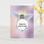 Carte Rottweiler ange couronne fleur ciel rose (Fleur jaune)
