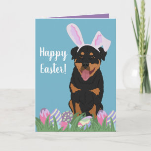 Carte Rottweiler Bunny Pâques