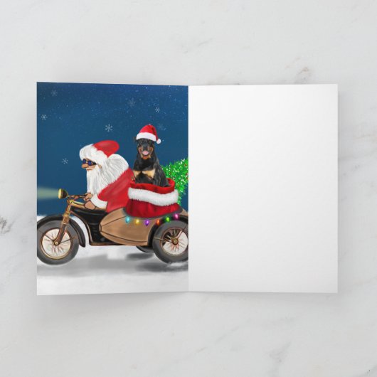 Carte Rottweiler Chien Noël Père Noël (Intérieur)