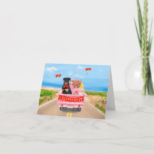 Carte Rottweiler Chien Saint Valentin Coeurs de Camion