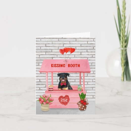 Carte Rottweiler Chien Valentine's Day Kissing Booth (Devant)