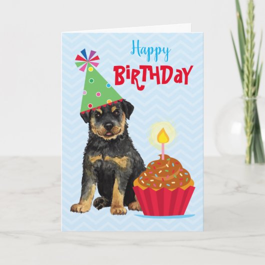 Carte Rottweiler Cupcake Anniversaire (Devant)