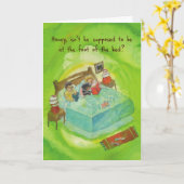 Carte Rottweiler dans le lit - Anniversaire drôle (Fleur jaune)