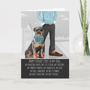 Carte Rottweiler de la Fête des pères de chien drôle