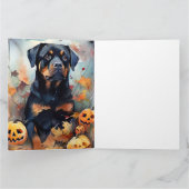 Carte Rottweiler d'Halloween avec citrouilles effrayant (Intérieur)